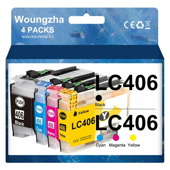 LC406Ink LC406 Ink Cartridge Replacement for Brother LC406 LC 406 LC406bk to use with Brother MFC-J4335DW MFC-J6955DW MFC-J5855DW Printer (Black, Cyan, Magenta, Yellow)
