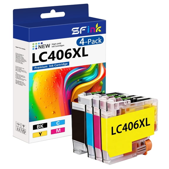 LC406XL LC406 Ink Cartridge 4 Pack Compatible for Brother LC406 XL LC 406XL Ink for MFC-J4335DW MFC-J6955DW MFC-J5855DW Printer