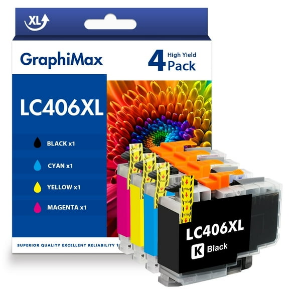 LC406XL LC406 Ink Cartridge Compatible for Brother MFC-J4335DW MFC-J5855DW Printer LC 406XL MFC-J6555DW MFC-J4535DW MFC-J6955DW MFC-J4345DW MFC-J5955DW - 4 Pack Black Cyan Magenta Yellow