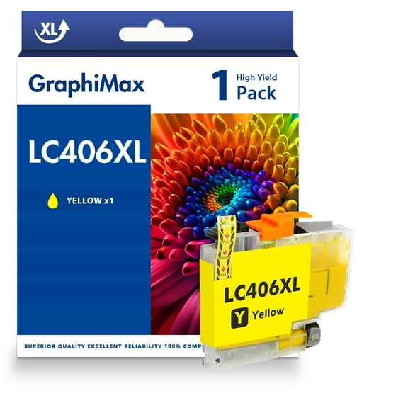 LC406XL LC406 Ink Cartridges Compatible for Brother MFC-J4335DW MFC-J5855DW Printer LC 406XL MFC-J6555DW MFC-J4535DW MFC-J6955DW MFC-J4345DW MFC-J5955DW HL-JF1 - 1 Pack High Yields Yellow