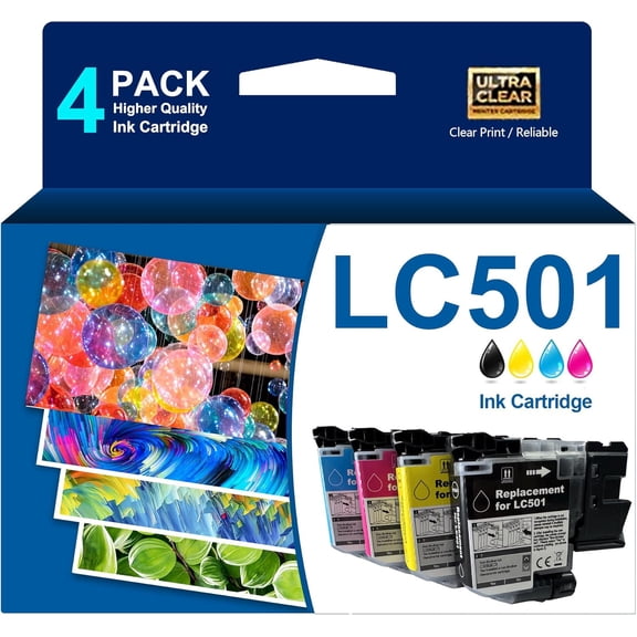 LC501 Ink Cartridges Combo Pack LC 501 501 Standard Yield Ink Cartridges Replacement for MFC-J1260DW MFC-J1360DW MFC-J1410DW Printer Ink