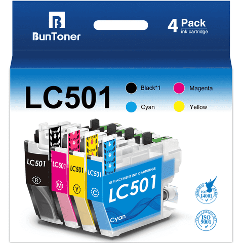 LC501 Ink Cartridges Compatible for Brother LC 501 LC501XL Ink cartridges for Brother Ink MFC-J1260W MFC-J1360DW MFC-J1410DW Printer4 Pack