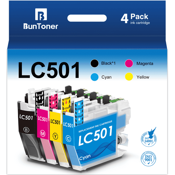 LC501 Ink Cartridges Compatible for Brother LC 501 LC501XL Ink cartridges for Brother Ink MFC-J1260W MFC-J1360DW MFC-J1410DW Printer(4 Pack)