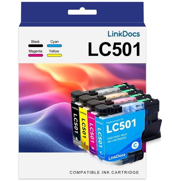 LC501 Ink Cartridges Compatible for Brother LC 501 LC501XL Ink cartridges for Brother Ink MFC-J1260W MFC-J1360DW MFC-J1410DW Printers Ink, High-Yield 4 Pack