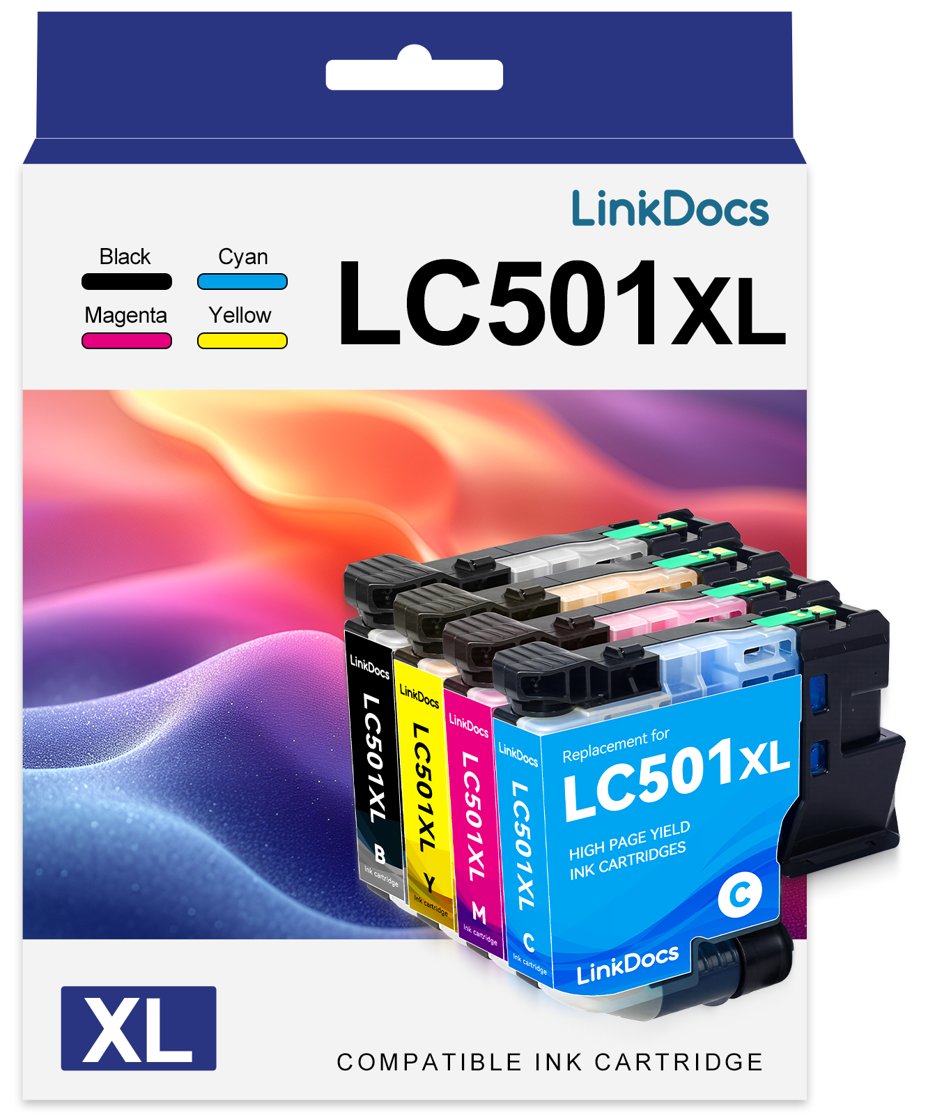 LC501XL LC501 Ink cartridges compatible for Brother Ink LC501 for Brother LC501 XL Ink Cartridges for Brother Printer Ink （4Pack）