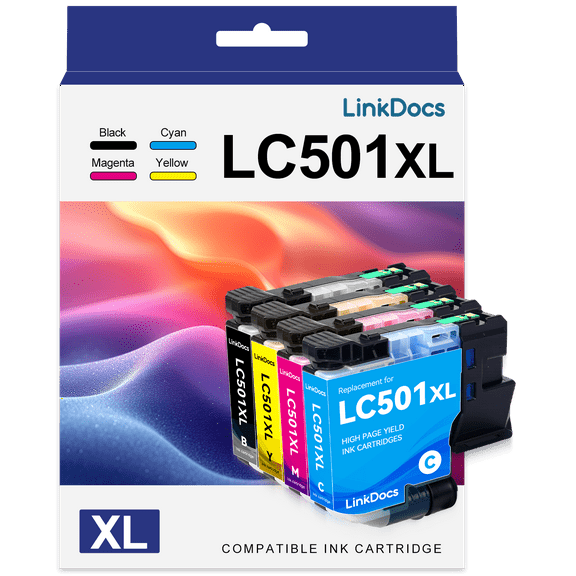 LC501XL LC501 Ink cartridges compatible for Brother Ink LC501 for Brother LC501 XL Ink Cartridges for Brother Printer Ink (4Pack)