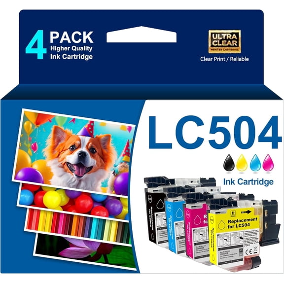 LC504 Ink Cartridges Combo Pack Replacement for Brother LC 504 504 Standard Yield INKvestment 1355 1365 1367 Ink Cartridges Replacement for Brother MFC-J1355DW MFC-J1365DW MFC-J1367DW Printer