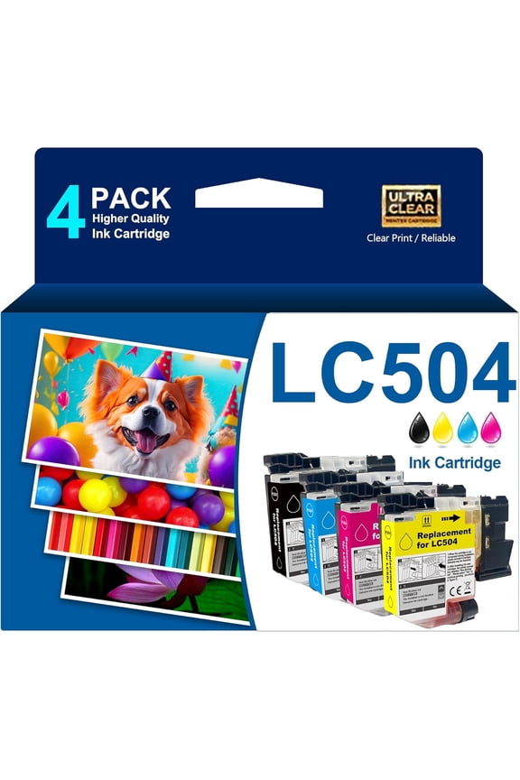 LC504 Ink Cartridges Compatible for Brother LC 504 504 Standard Yield Ink Cartridges Replacement for Brother MFC-J1355DW MFC-J1365DW MFC-J1367DW Printer,4Packs,Black Cyan Magenta Yellow