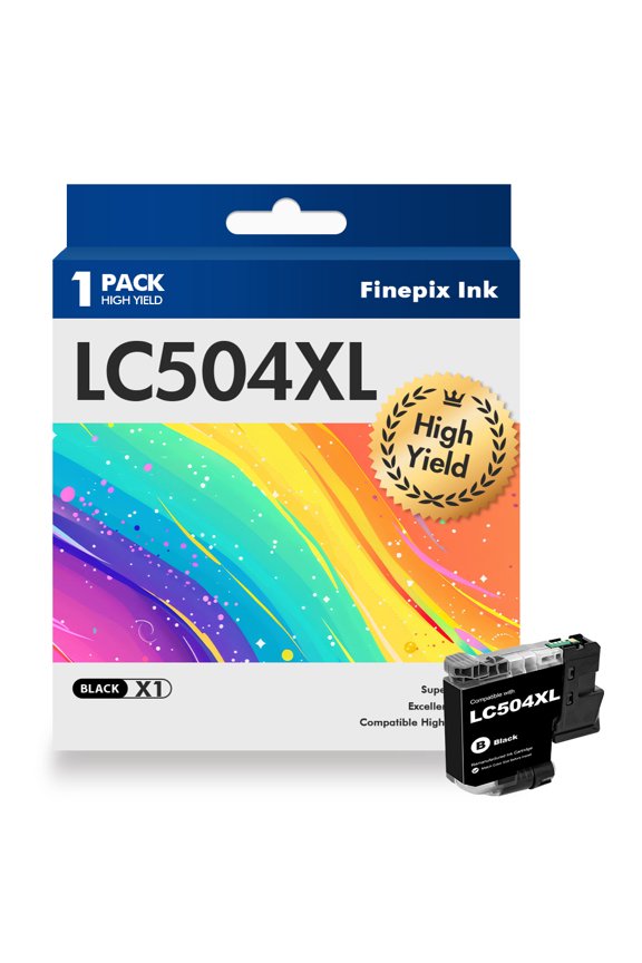 LC504 Ink Cartridges Compatible for Brother LC504 LC-504 Combo High Yield Work for Brother MFC-J1355DW MFC-J1365DW MFC-J1367DW XL Printer Ink (Black, 1 Pack)