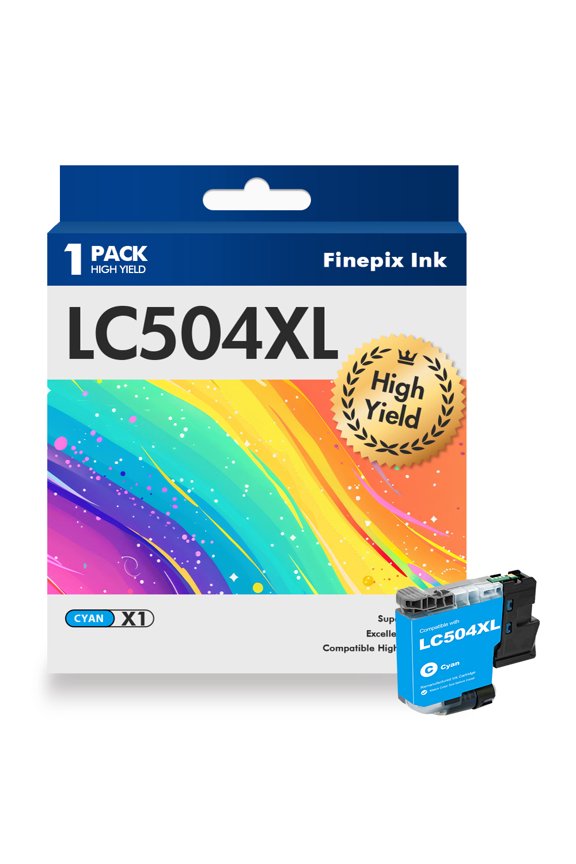 LC504 Ink Cartridges Compatible for Brother LC504 LC-504 Combo High Yield Work for Brother MFC-J1355DW MFC-J1365DW MFC-J1367DW XL Printer Ink (Cyan, 1 Pack)