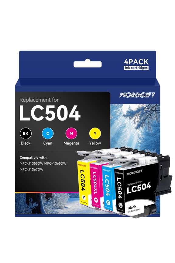 LC504 Ink Cartridges Compatible for Brother LC 504 Ink cartridges for Brother MFC-J1355DW MFC-J1365DW MFC-J1367DW Printers (4 Pack)
