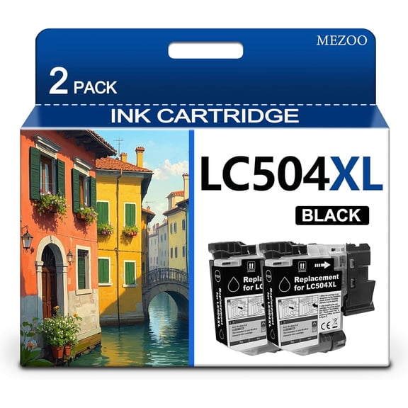 LC504 LC504XL Black Ink Cartridge High Yield Replacement for Brother INKvestment 1355 1365 1367 MFC-J1355DW MFC-J1365DW MFC-J1367DW Printer Ink (2-Pack,Black)