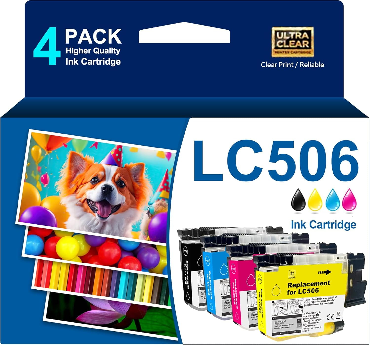 LC506 Ink Cartridges Combo Pack Replacement for Brother LC 506 Standard Yield INKvestment 4355 4555 4557 Compatible with Brother MFC-J4355DW MFC-J4555DW MFC-J4557DW Printers