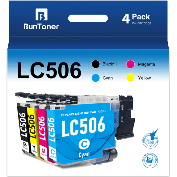 LC506 Ink Cartridges Compatible for Brother LC 506 LC506XL Ink cartridges for MFC-J4355DW/J4555DW/MFC-J4557DW Printer (4 Pack)