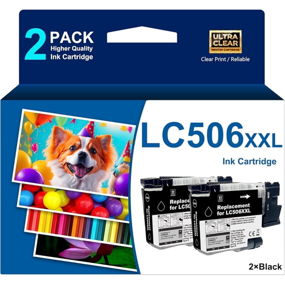 LC506XXL LC 506XXL High Yield Ink Cartridges Compatible for Brother MFC-J4355DW MFC-J4555DW MFC-J4557DW Printer(2Pack,Black)