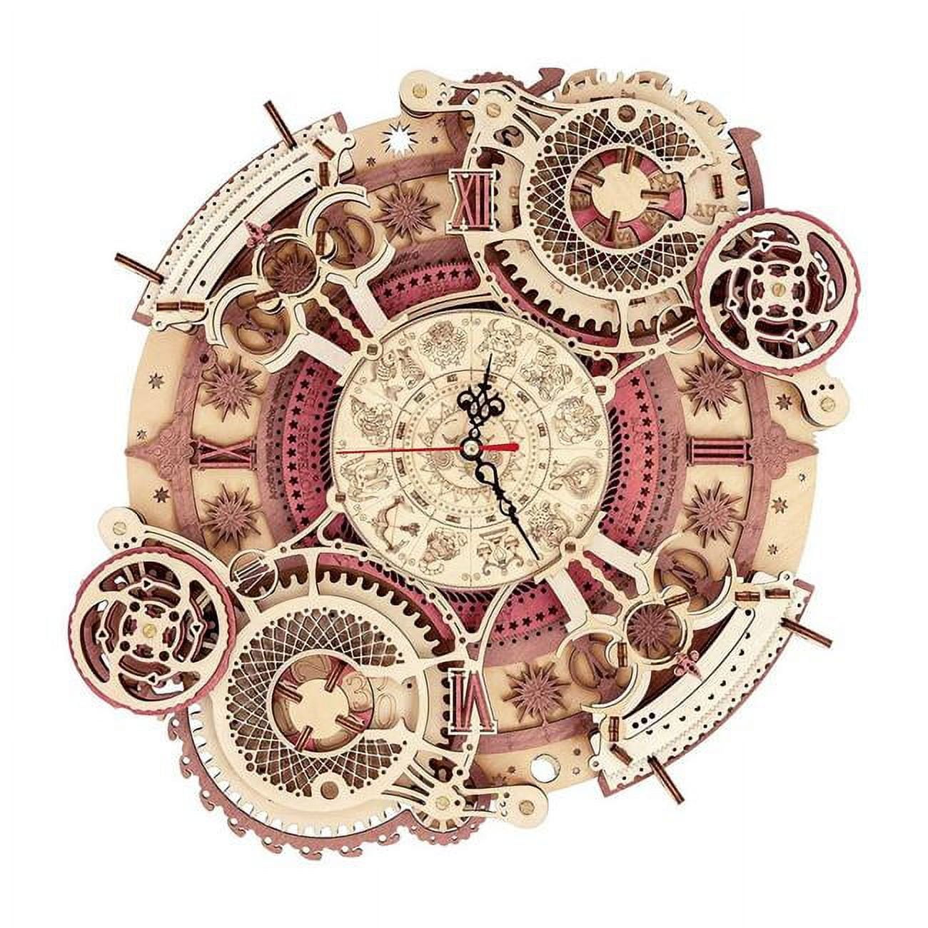 LC601 Zodiac Wall Clock Wooden Mechanical Gears