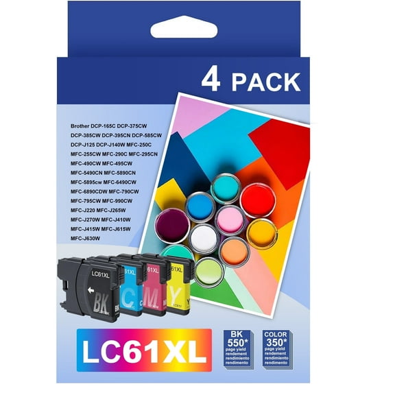 LC61 Ink  LC61XL Ink cartridges Compatible for Brother LC61 LC65 Ink for MFC-490CW MFC-495CW MFC-6490CW MFC-6890CDW Printer