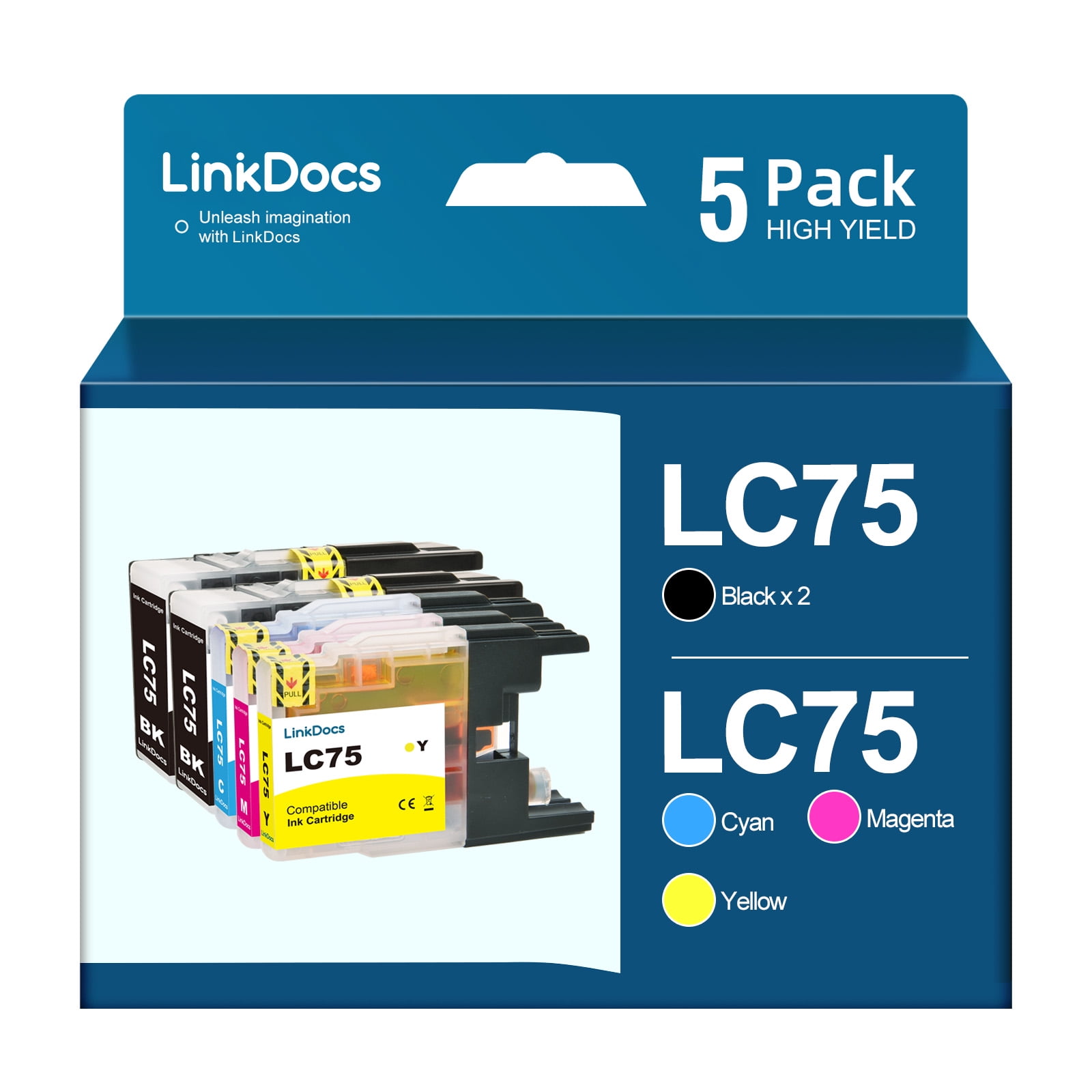 LC75 High Yield Ink Cartridge Replacement for Brother LC75 LC71 LC79 XL
