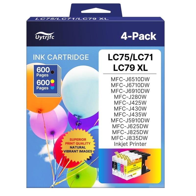 LC75 LC71 LC79 XL Ink Cartridges Work with MFC J280W J825DW J430W ...