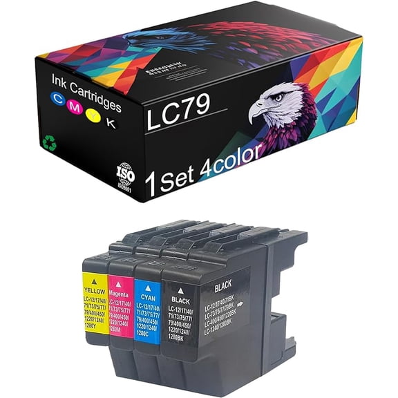 LC79 Ink Cartridges Compatible for Brother LC79 LC79BK LC79C LC79M LC79Y, Reliable Performance Compatible for Brother J6910CDW J6710DW J5910CDW J825N J955DN J955DWN Printers