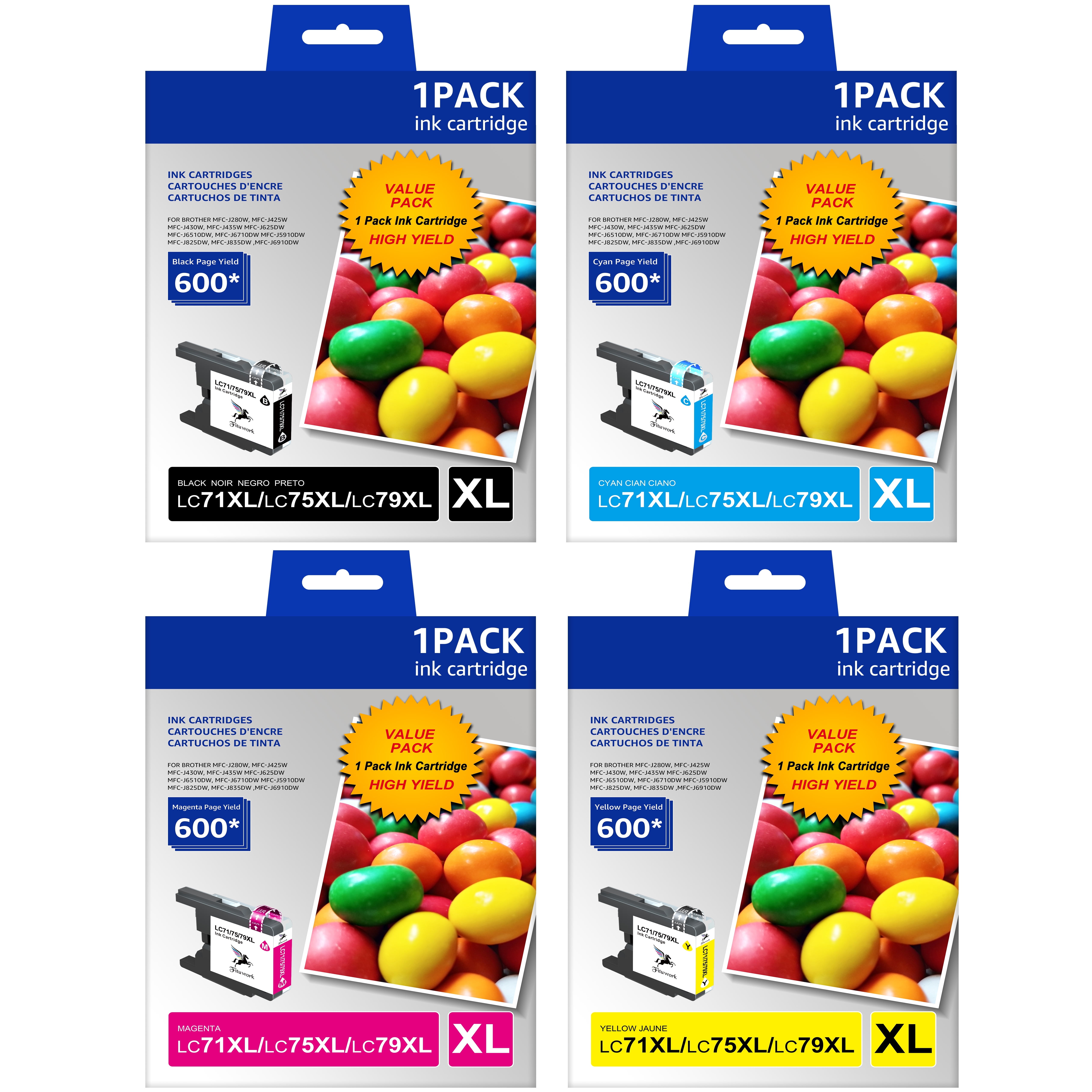 Lc71 Ink LC79 LC75 XL Ink Cartridge campatible for Brother LC71 LC79 LC-75 Ink ...