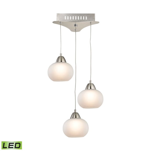 LCA403-10-16M-Elk Home-Ciotola - 1 Inch 15W 3 LED Pendant-Matte Satin Nickel Finish-White Glass Color