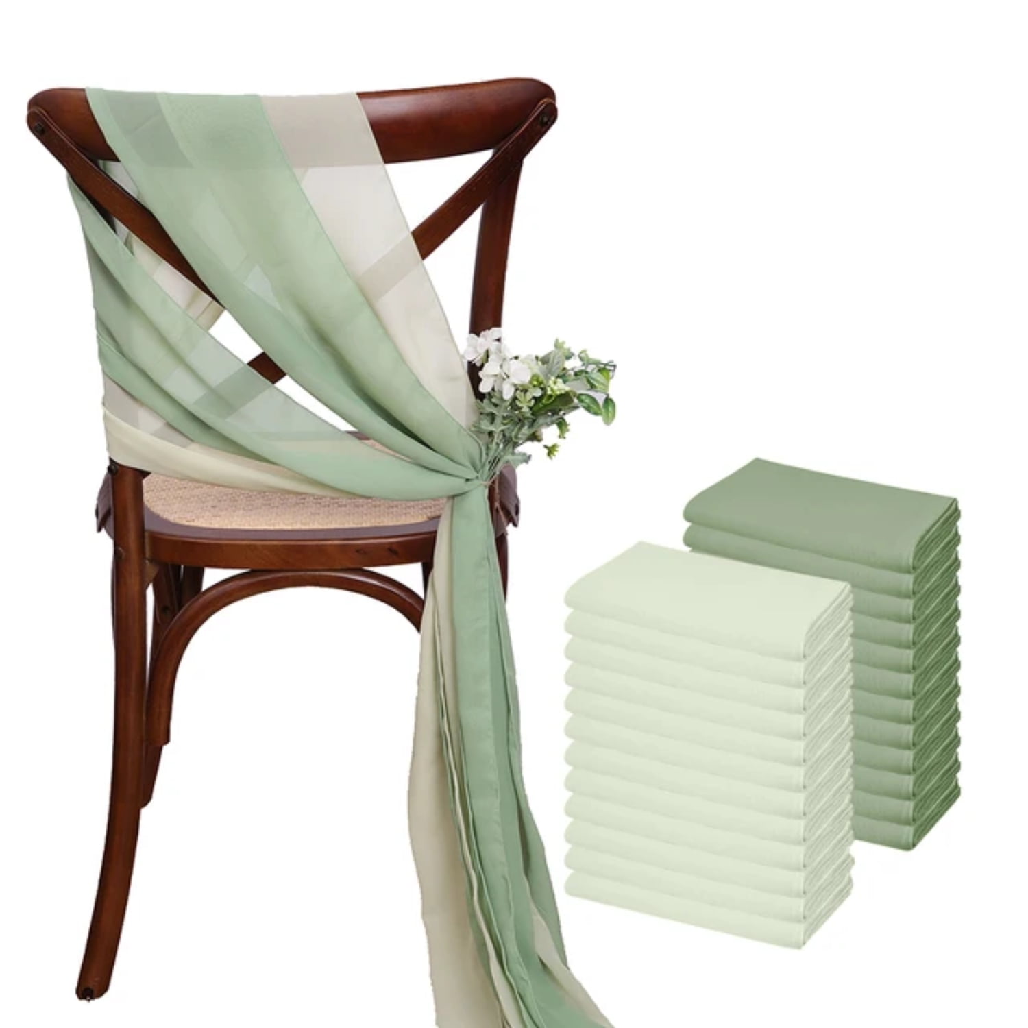 LCACAJZ Elegant Sage Green Chiffon Chair Sashes Set of 24 Pieces 17x275cm Perfect for Wedding Chair Covers Beautiful Ribbon for Wedding Party Decorations and Aisle Chair Enhancements Walmart