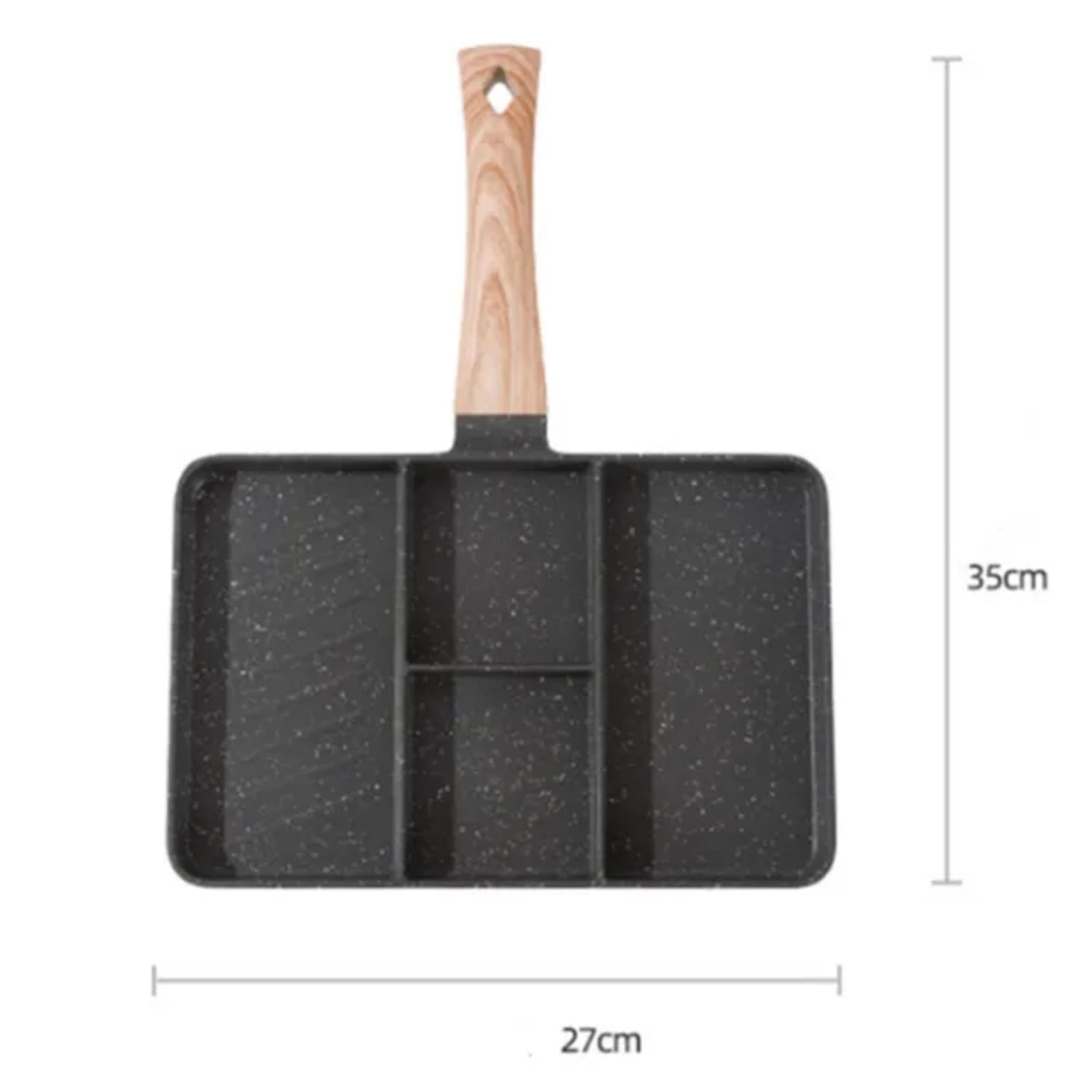 LCACAJZ Thickened Grid 4Hole Nonstick Steak Frying Pan Omelet Pot and