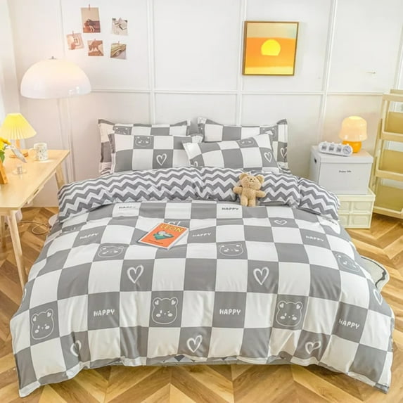 LCANCAN Soft Strawberry Double Bedding Set - 3/4pcs Queen King Size Duvet Cover Comforter Sets Child-Friendly.