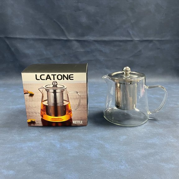 LCATONE Mini Size Glass Teapot Tea Kettle-with Stainless Steel Removable Infuser for Blooming Tea & Loose Leaf Tea, 550ML
