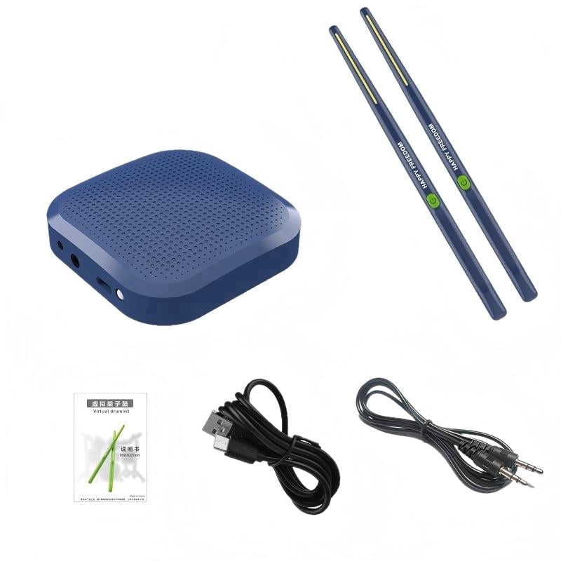 LCBarley Virtual Air Drum Set Bluetooth RGB Electric Air Drum Sticks with 8 Sound 3D Motion Sensing, Portable Rechargeable Drumsticks for Beginners Kids Adults (Navy Blue)