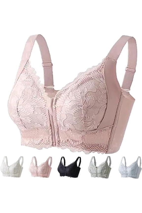Front Zip Wireless Lifting Bra No Underwire Lace Bras Front Closure Bras for older women Front Zipper Sports Bra 42