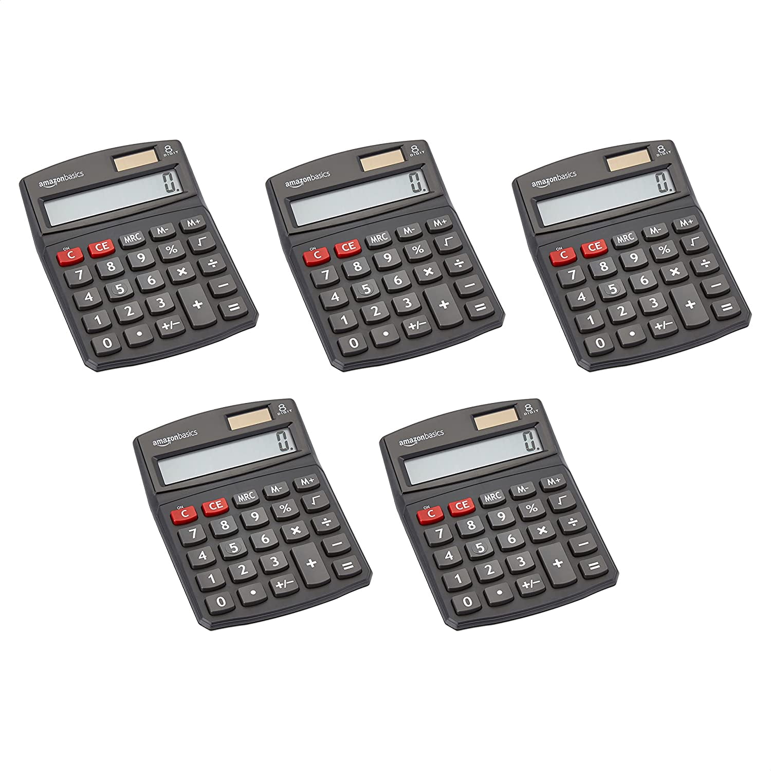 LCD 8-Digit Desktop Calculator, Portable and Easy to Use, Black, 5-Pack