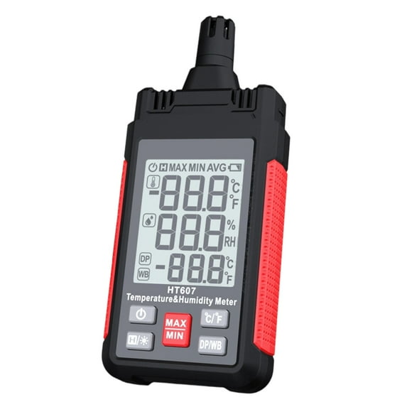 LCD Backlight Temperature Humidity Meter with Dew Point Wet Bulb Data Hold Digital Hygrometer for Indoor Use