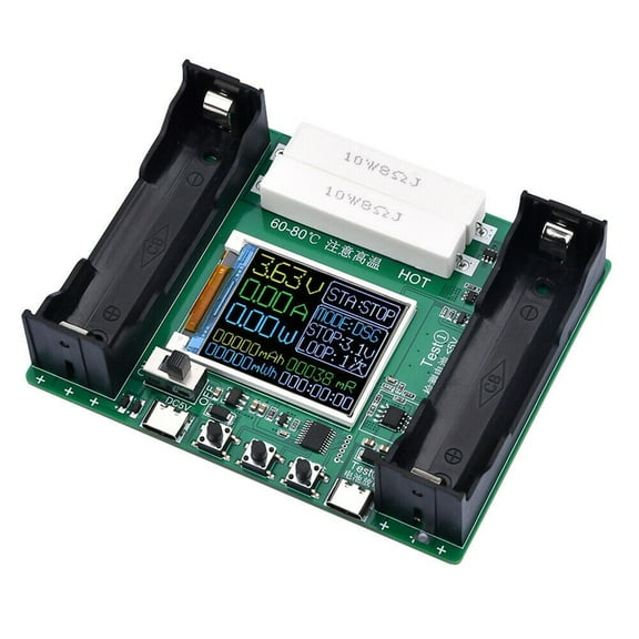 LCD Battery Capacity Tester With Type-C Interface, Digital Power Meter For Lithium Cells, Real-Time Voltage Current Monitor, 0.1mAh Resolution, DC 5-12V Input