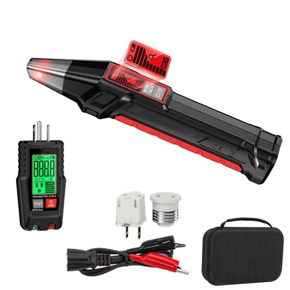 LCD Circuit Breaker Finder Kit,Circuit Breaker Finder with LCD Display,Electrical Circuit Tracer Tool with NCV Test & Flashlight, GFCI Outlet Tester, Includes Carrying Case and Adapters