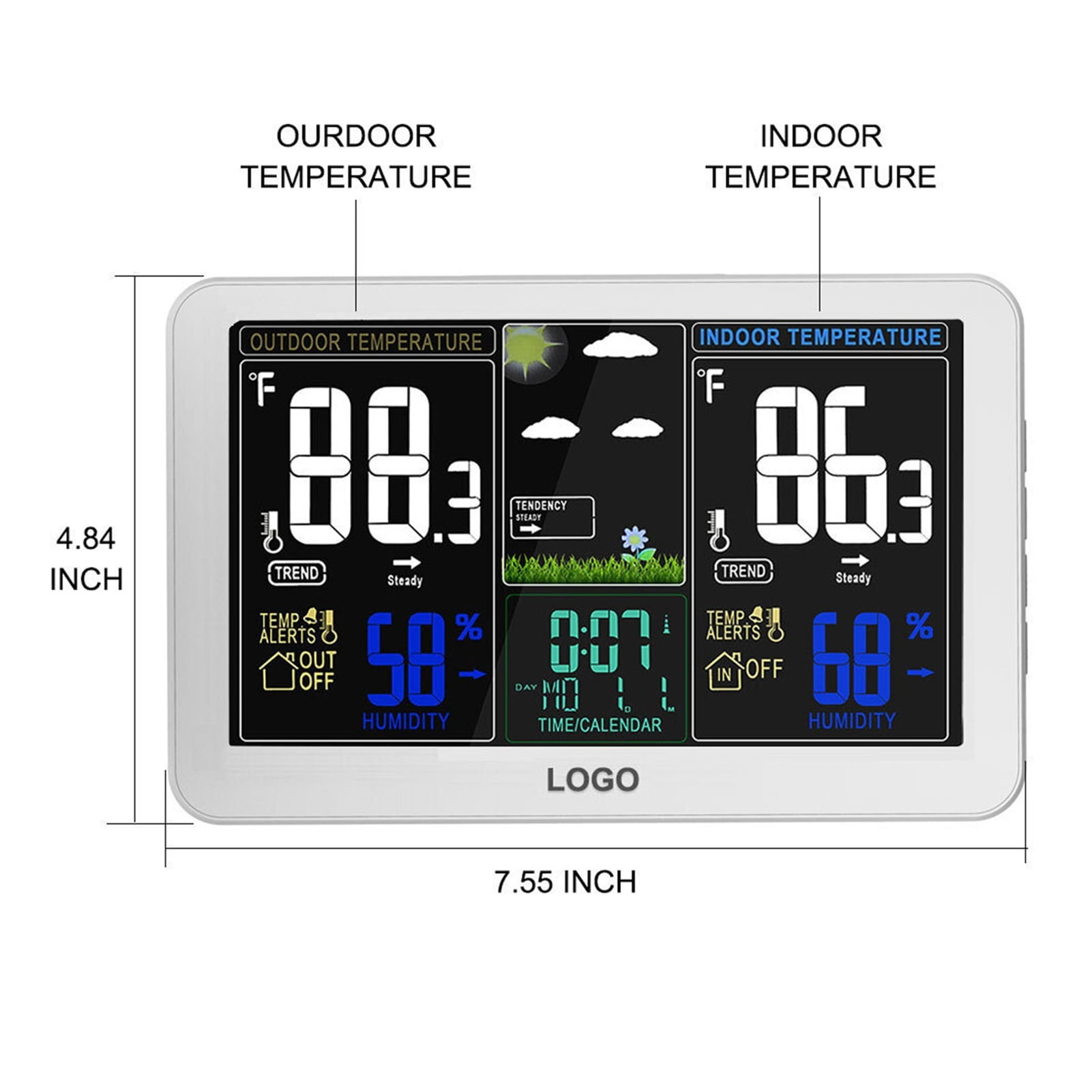 LCD Color Screen Digital Weather Clock Multifunctional Temperature And Humidity Home Small Wireless Weather Station ,Easy to Operate