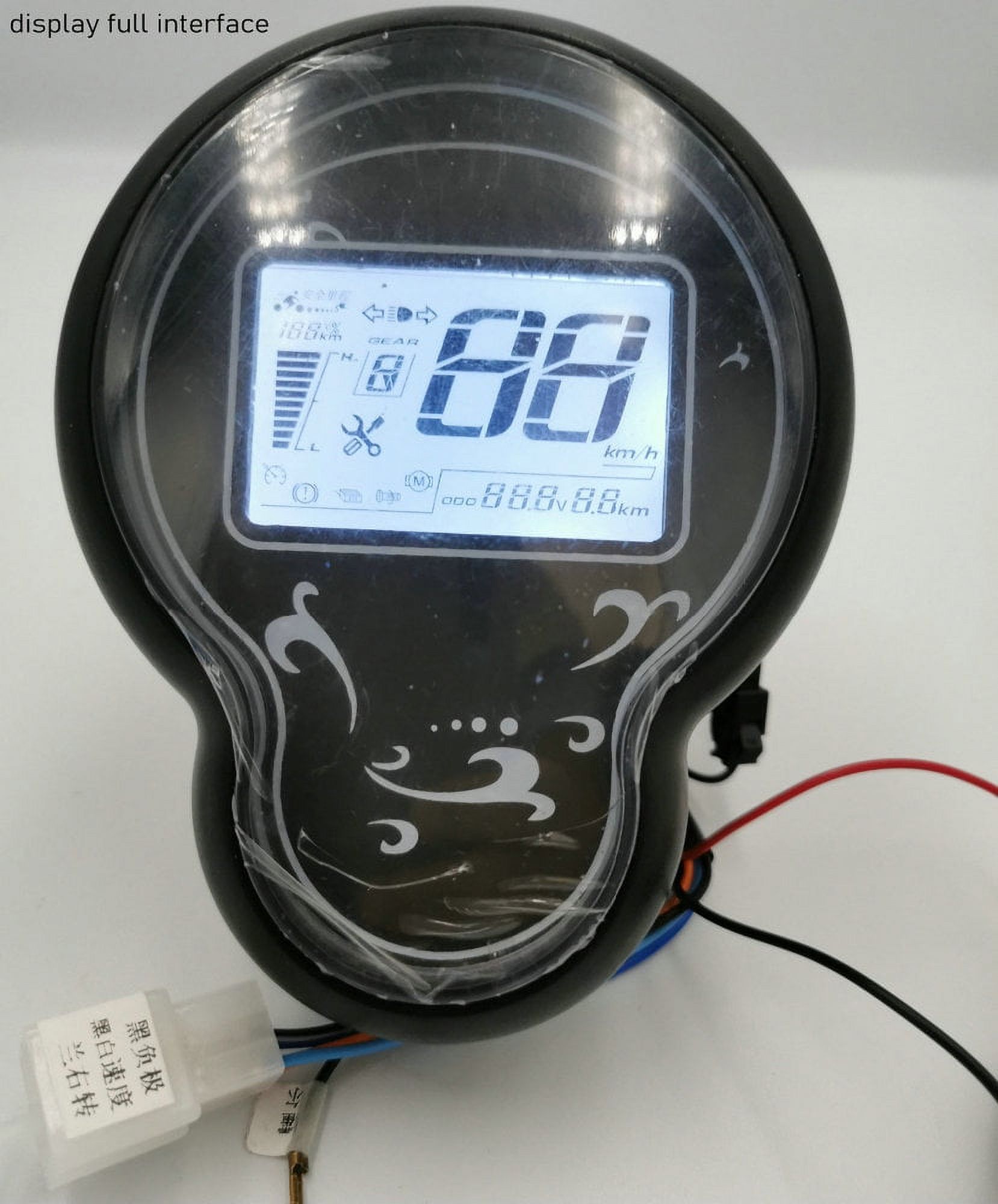 LCD DISPLAY 48v60v72v Speedometer+Battery Level/Voltage/Light Indicator