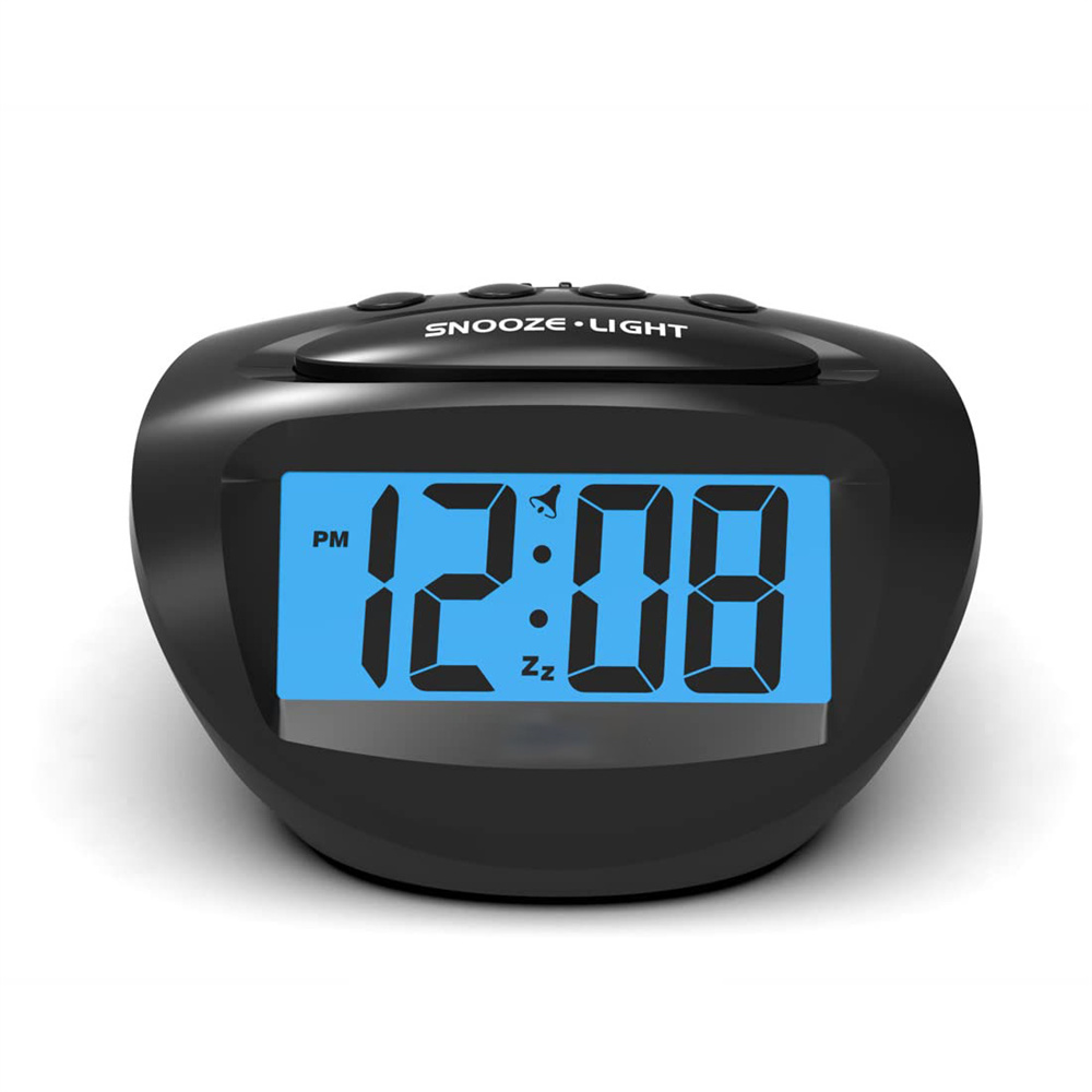LCD Digital Alarm Clock Battery Operated, Blue Backlight, Ascending