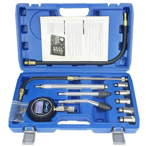 LCD Digital Engine Compression Tester Gauge Test Kit - 250 PSI Gasoline Engine Cylinder Tester