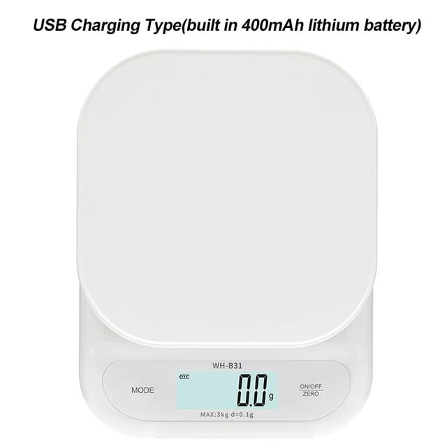 LCD Digital Kitchen Scale 3kg/7kg Food Scale Battery/USB Charging