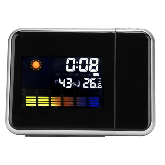 LCD Digital LED Projector Projection Weather Station Calendar Snooze Alarm Clock