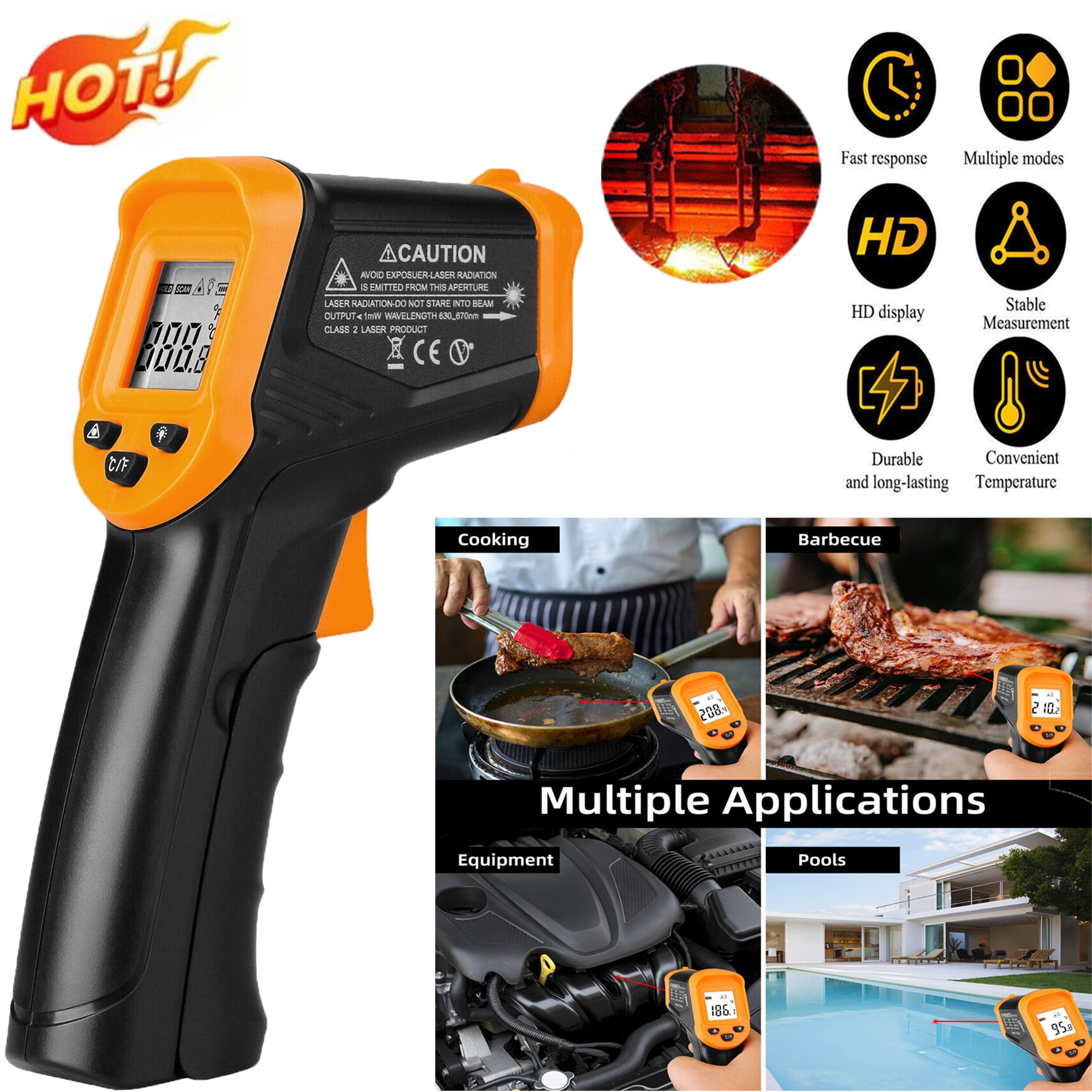 LCD Digital NonContact Laser IR Infrared Thermometer Temp Meter