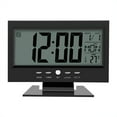 thumbnail image 1 of LCD Digital Sound Sensor Table Desk Alarm Clock with Calendar and Temp Display Black, 1 of 12