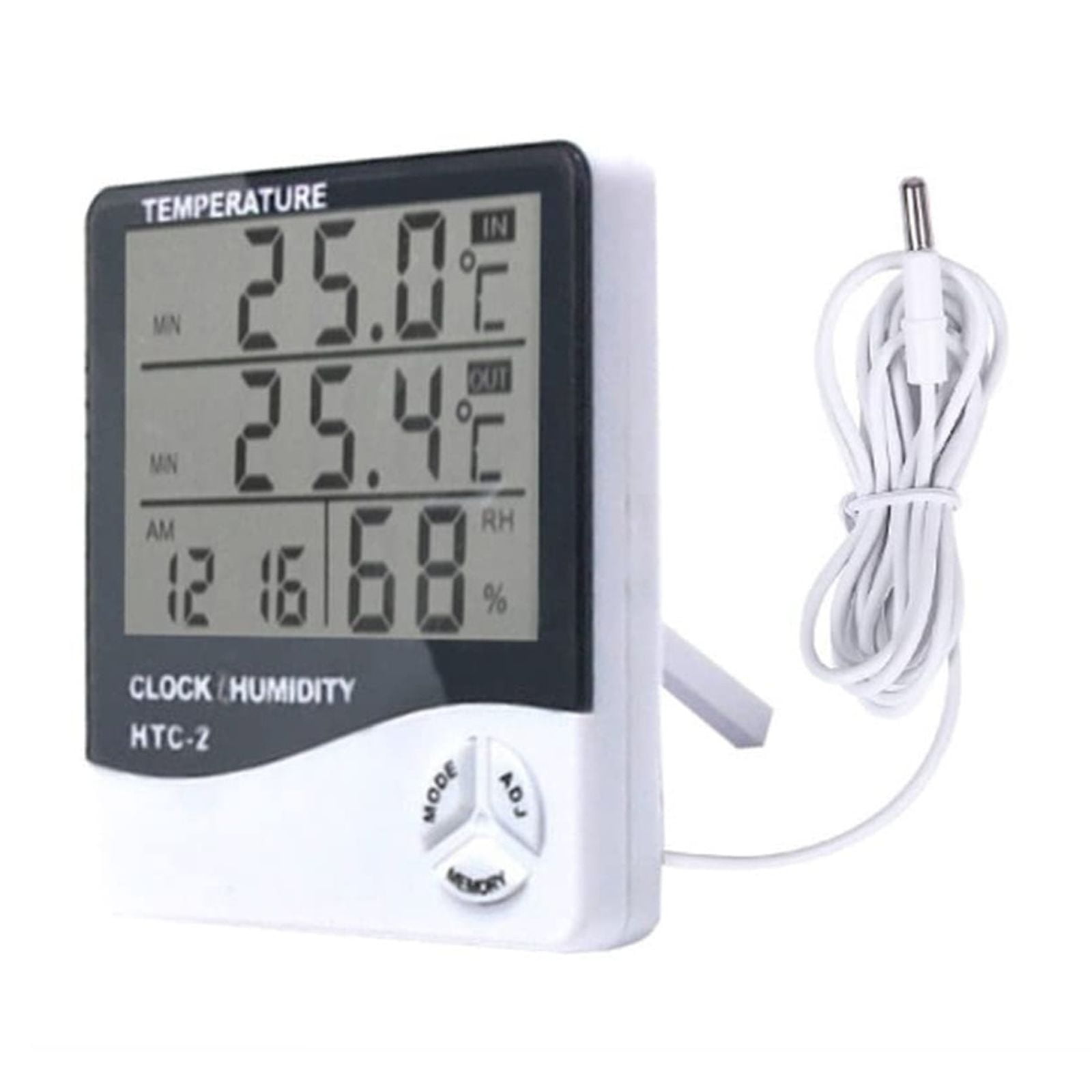 LCD Digital Temperature Humidity Meter Home Indoor Outdoor Hygrometer Thermometer with Clock ,Simple Operation