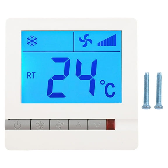 LCD Digital Thermostat Non-Programmable Temperature Controller For Fan Coil Heating Cooling System Large Backlight Display Microcomputer Stable Performance Accurate Sensing AC220V