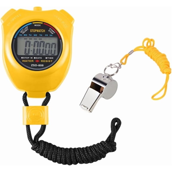 LCD Digital Timeke,Sports Counter/Stopwatch Timer Portable with Stainless Steel Whistle,Applied to Running Football Basketball Swimming and Other Sports
