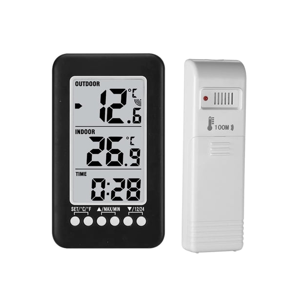 LCD / Digital Wireless Indoor/Outdoor Thermometer Clock Temperature Meter with Transmitter