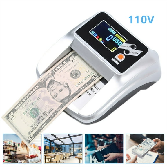 LCD Display Bank Counterfeit Money Detector Machine UV MG Fake Currency Bill Checker Tester with Screen Protector Film,Synchronous Transmission Mode