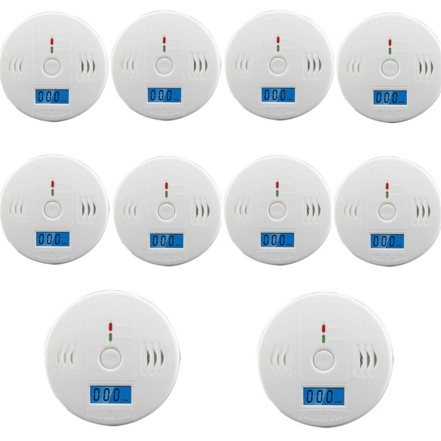 LCD Display CO Carbon Monoxide Detector, 10 Pack Portable Home Safety Gas Alarm Detector, CO Gas Monitor Alert Device for Indoor Household Office Safety Protection
